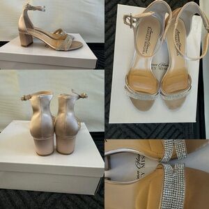 Nude Homecoming/Prom shoes with rhinestones. Worn once Size 6.5.